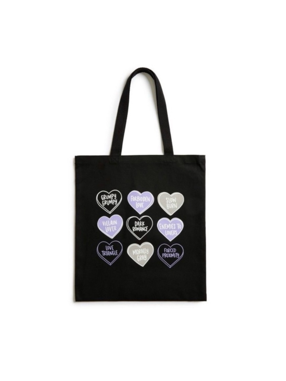 New Canvas Heart Print Tote Bag in Black